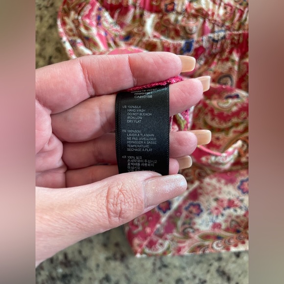 Women’s 100% silk coral Paisley Cutout Dress size S - Picture 6 of 9